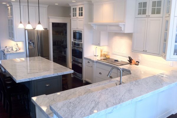 White Carrara Marble Countertops | White Kitchen Pictures