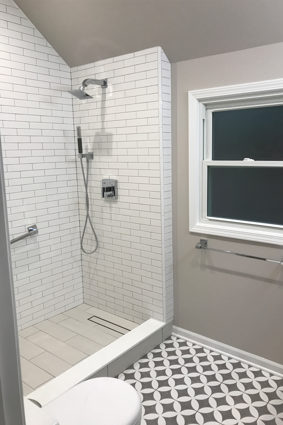 After photo of a neutral bathroom renovation