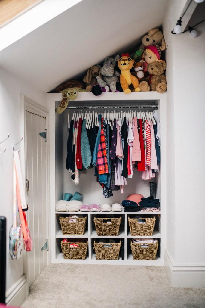 Built-in clothing storage in finished attic