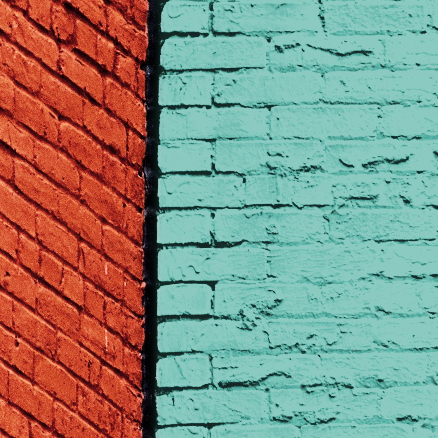 common easy home mistakes photograph of adjoining brick walls painted red and bluish-green colors