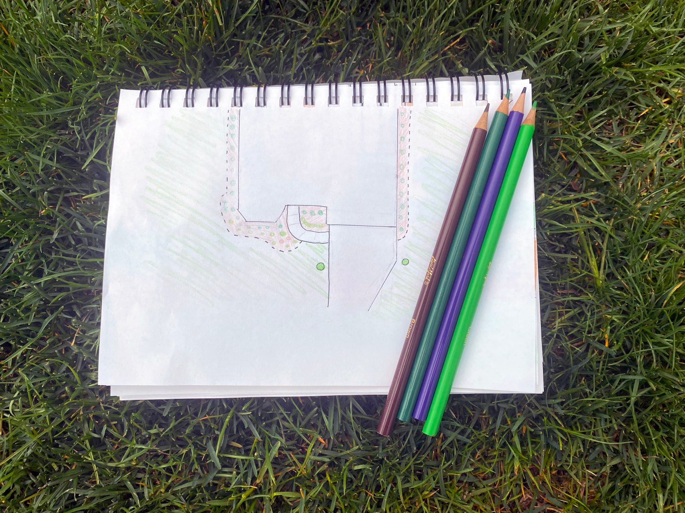 A pencil and pen sketch of a landscape.