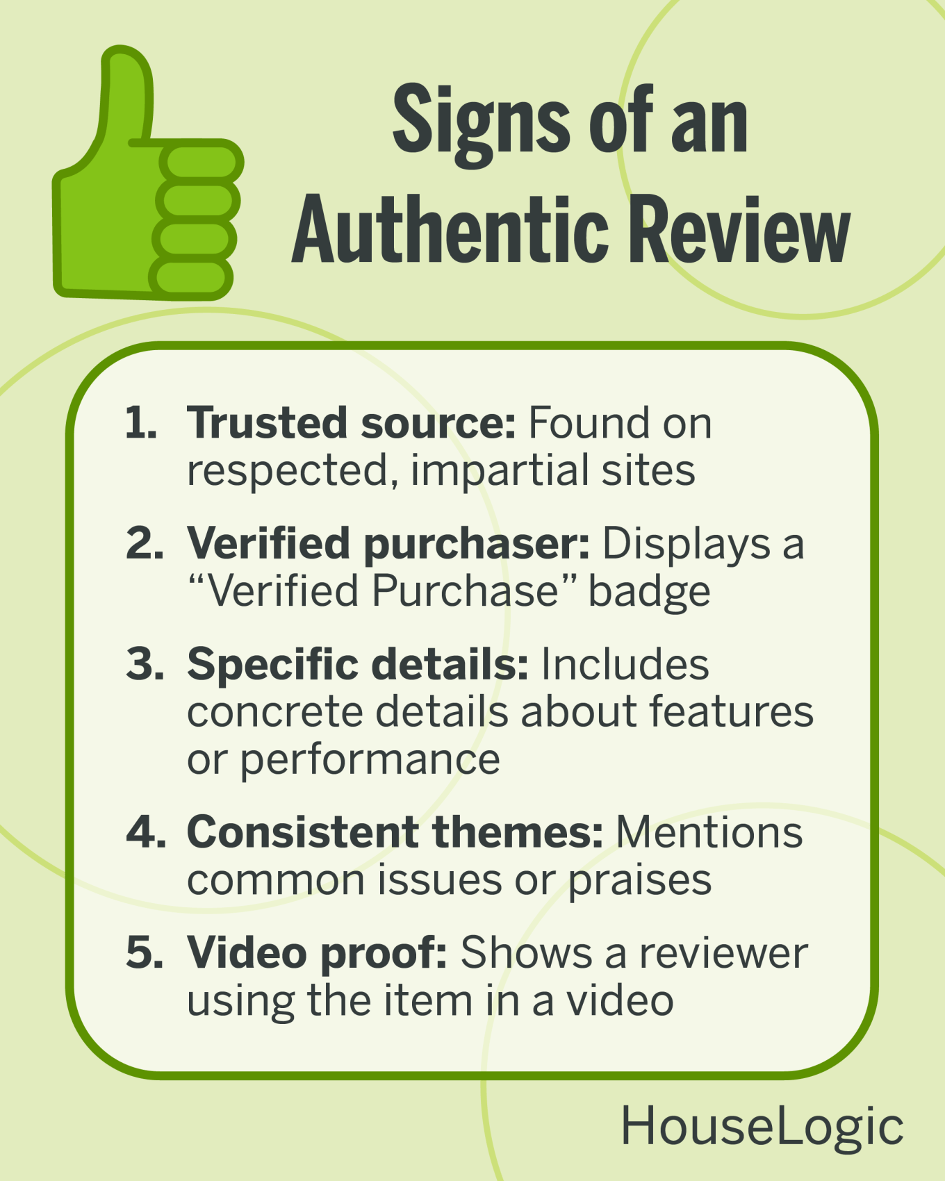 Signs of an authentic review include: trusted sources, verified purchaser badges, specific details, consistent themes, and video proof.