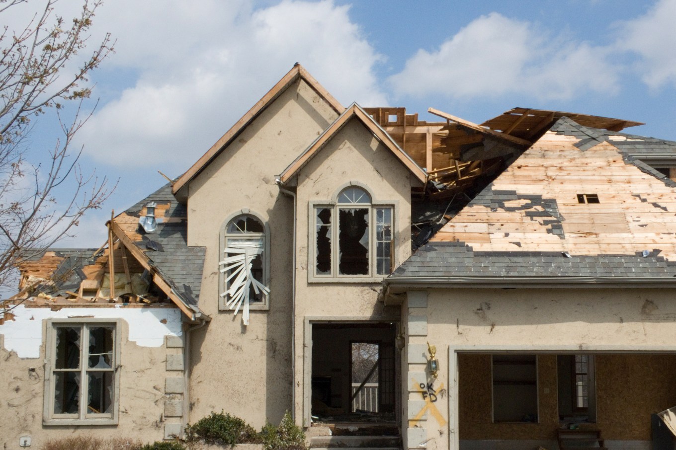 A suburban Missouri house destroyed by a tornado.